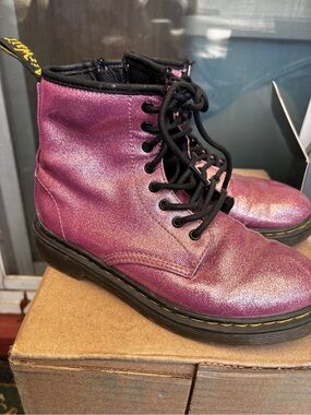 Doc Martens 1460 J Pink Glitter Side Zipper Boots
